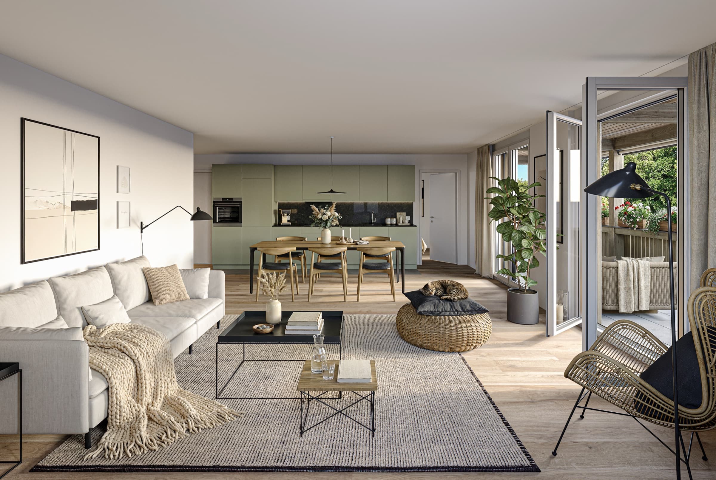Innenvisualisierung Wohnung B4 – Lindenmühle Arisdorf